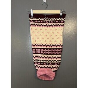 Blueberry Pet Dog Sweater Fair Isle Pink Cream Burgundy Knit Size 16 Acrylic